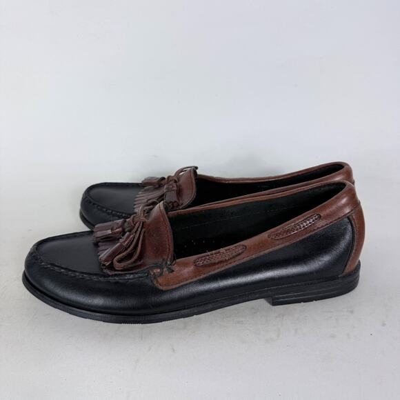 Sebago Tassel Loafers Women's 7.5 Black Brown Leather Two-Tone Slip-On Shoes - Picture 5 of 10
